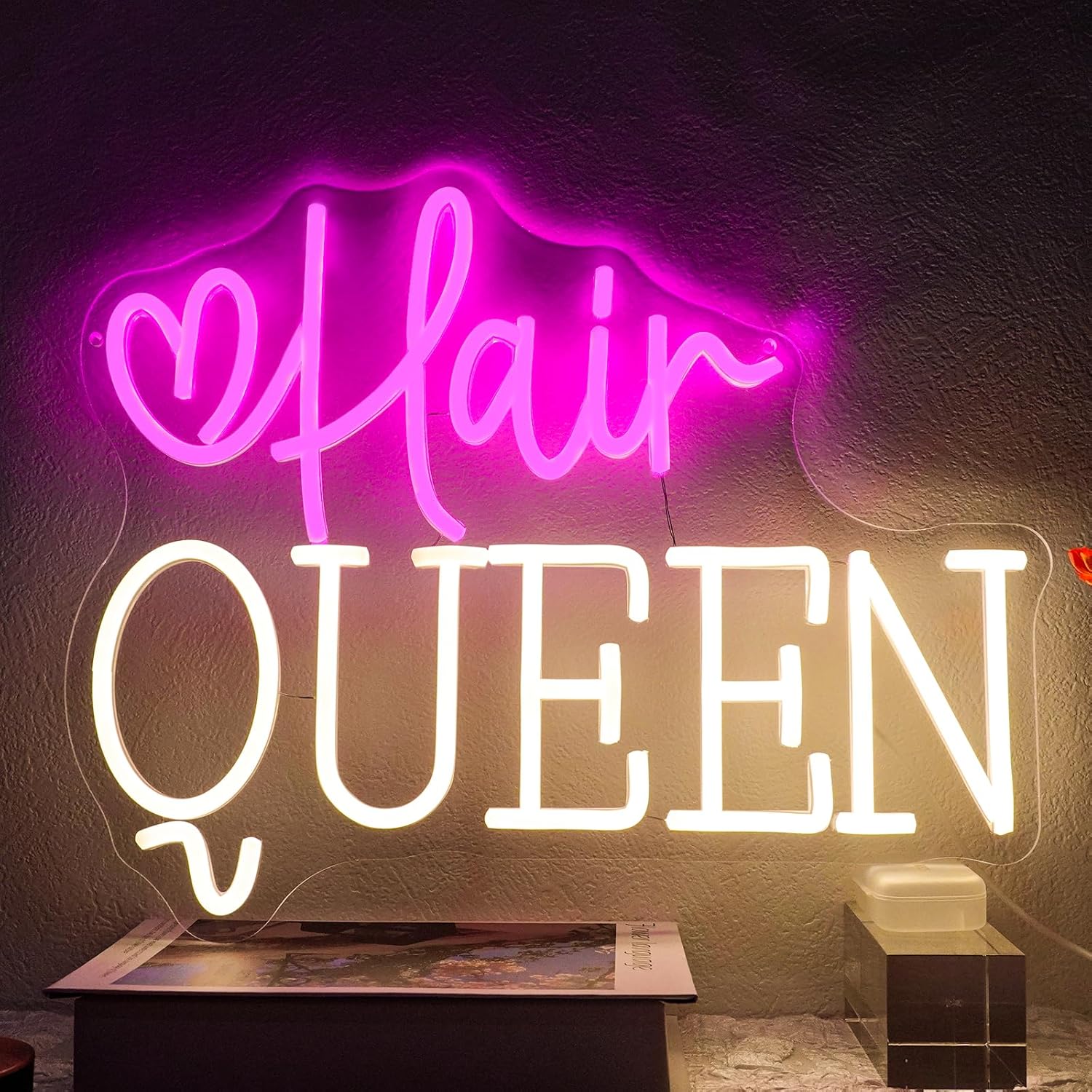 Beauty Queen Makeup Studio - لافتة نيون LED تعمل بمنفذ USB