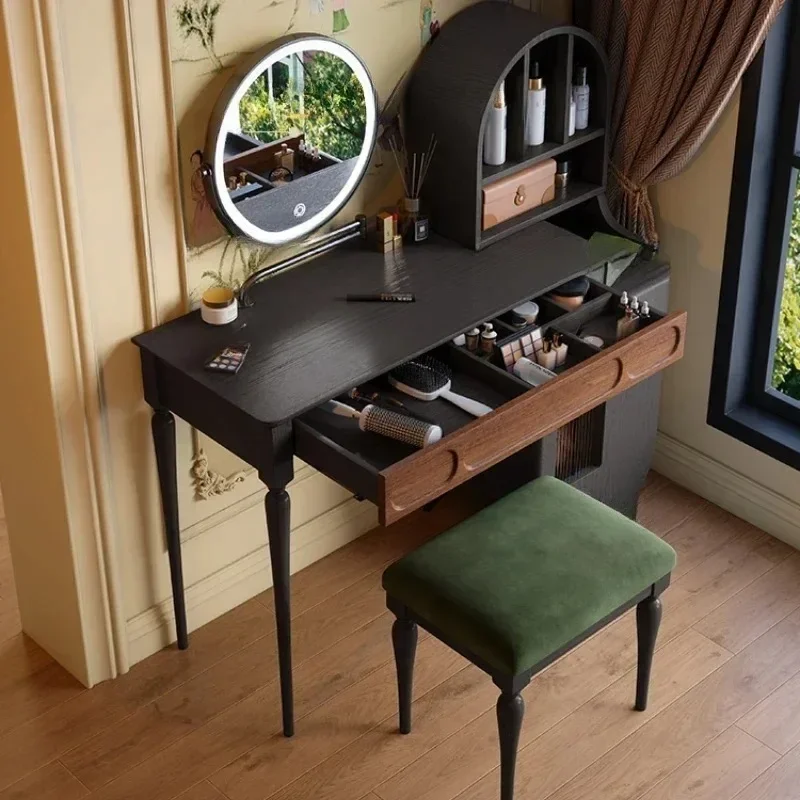 Beauty Makeup Vanity Set - طاولة تجميل سوداء مع درج وكرسي،