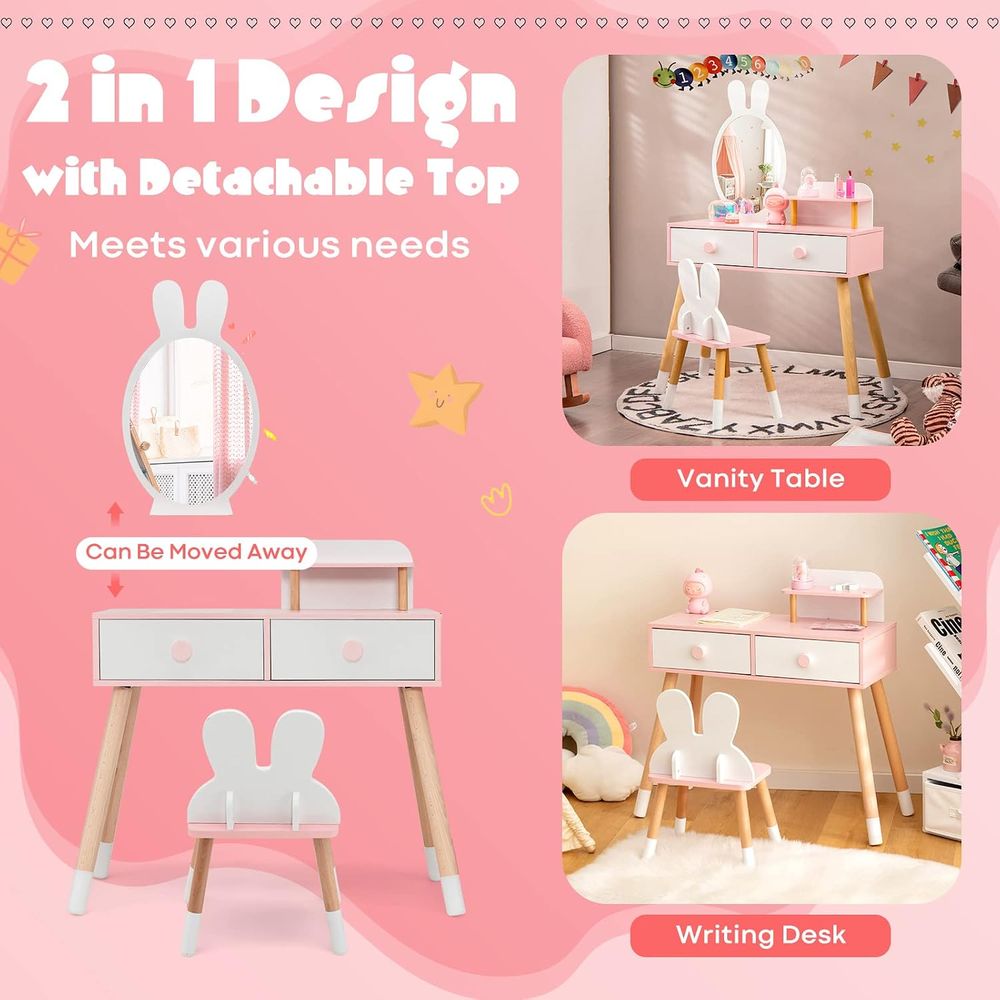 طاولة تجميل خشبية للأطفال من E - مراجعة Beauty Makeup Vanity Set وسعره